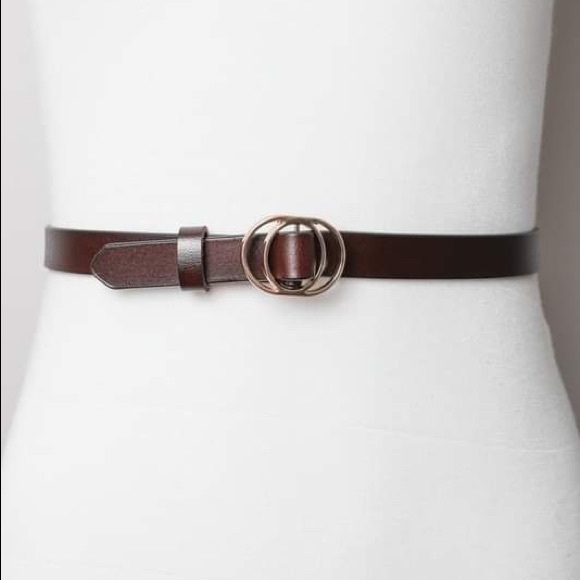 Brown Double Ring Belt // 100% Leather - Picture 2 of 5